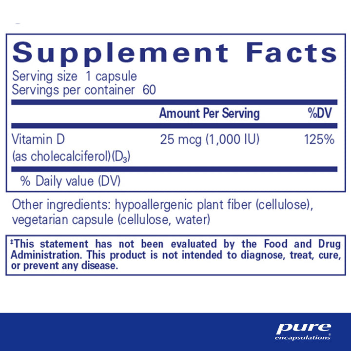 Vitamin D3 25 mcg (1,000 IU) 60's