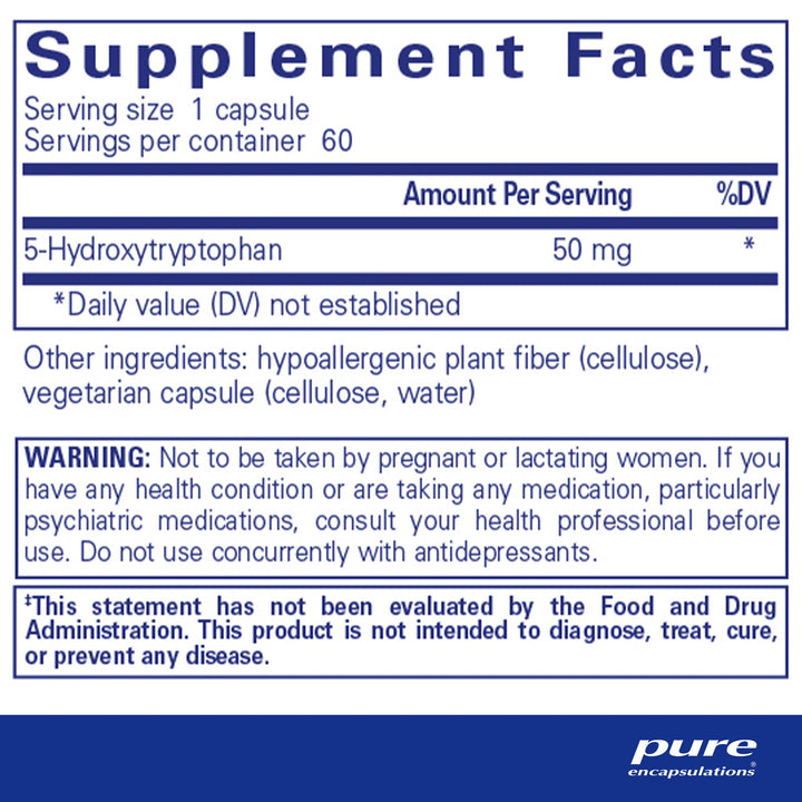 5-HTP (5-Hydroxytryptophan) 50 mg. 60's