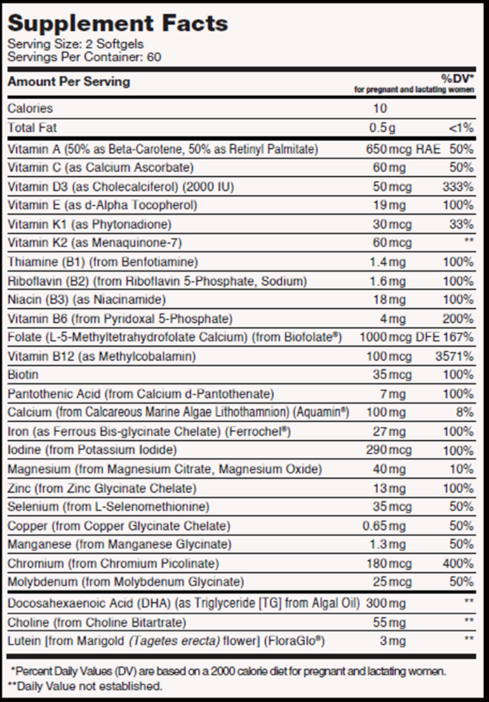 Advanced Nutrition by Zahler Prenatal +DHA 300™ Kosher (1 month supply, 60 caps)