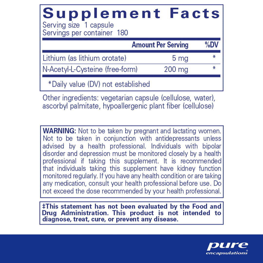 Lithium (orotate) 5 mg 180's